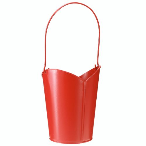 Artikel Metall Übertopf Herz Deko mit Henkel Rot Ø12cm H15/9cm