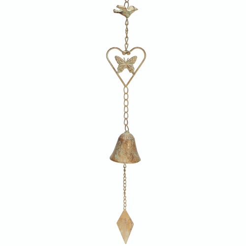 Artikel Metall Windspiel mit Herz und Glocke Gartendeko Antik 72cm