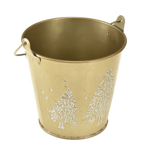 Artikel Metall Eimer Tannenbaum Übertopf Gold Ø12cm H11,5cm