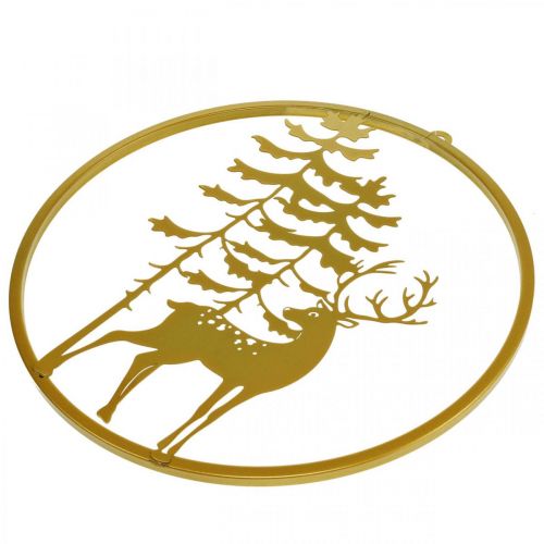 Artikel Dekoring Gold zum Aufhängen Hirsch Metalldeko Weihnachten Ø38cm