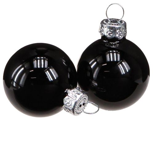 Floristik24 Mini Christbaumkugeln Glas Kugeln Schwarz 30mm 9St