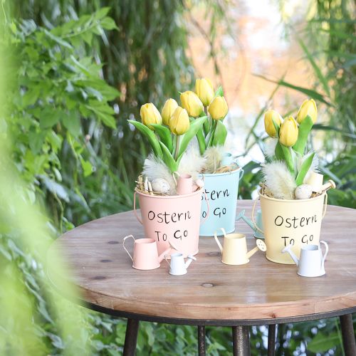 Artikel Mini Eimer Deko Ostern to Go Orange Mint Gelb 8×7cm 6 St