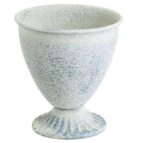Artikel Mini Pokal Vase Kelch Metall Weiß Blau H11,5cm 2St