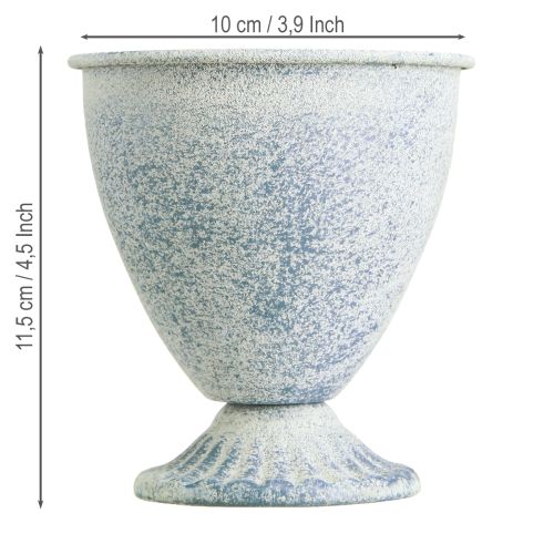 Artikel Mini Pokal Vase Kelch Metall Weiß Blau H11,5cm 2St
