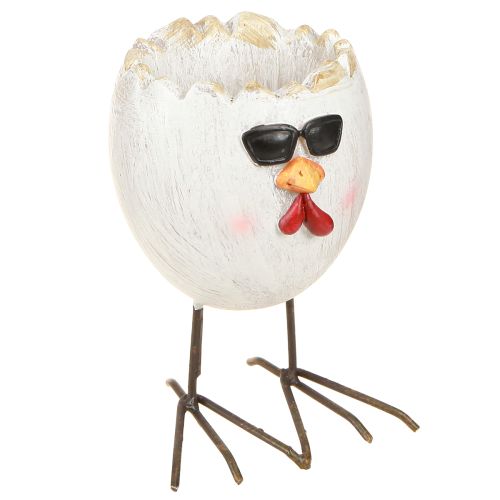 Artikel Mini Übertopf Ei Huhn mit Sonnenbrille und Füßen H12,5cm 2 St