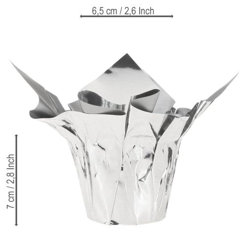 Artikel Mini Übertopf Silber Geschenkverpackung Ø4,5cm H7cm 8 St