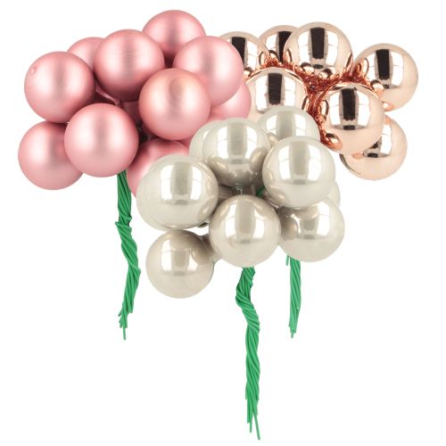 Floristik24 Mini Weihnachtskugel Glas Spiegelbeeren Rosa Creme Ø20mm 140 St