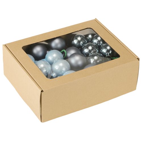 Artikel Mini Weihnachtskugeln Glas Blau matt Metallic 40mm 32 St