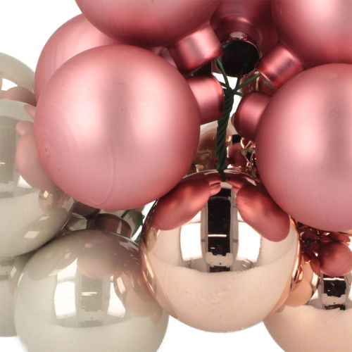 Artikel Mini Weihnachtskugeln Glas Rosa Grau Draht Ø40mm 32 St