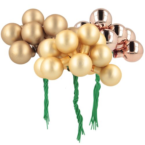 Floristik24 Mini Weihnachtskugeln Gold Rosé Spiegelbeeren 2cm 140 St