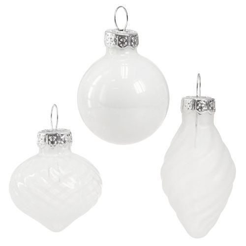 Floristik24 Mini Weihnachtskugeln Weiß Baumkugeln Glas 3cm 9 St