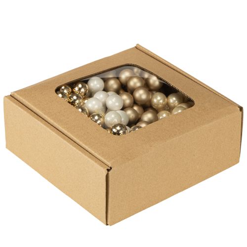 Artikel Mini Weihnachtskugeln am Draht Gold, Creme Ø1,5cm 140 St