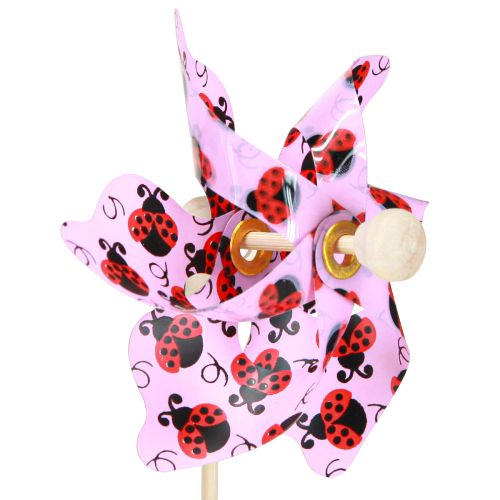 Artikel Mini Windrad Marienkäfer Deko Weiß Flieder Ø8cm 12 St