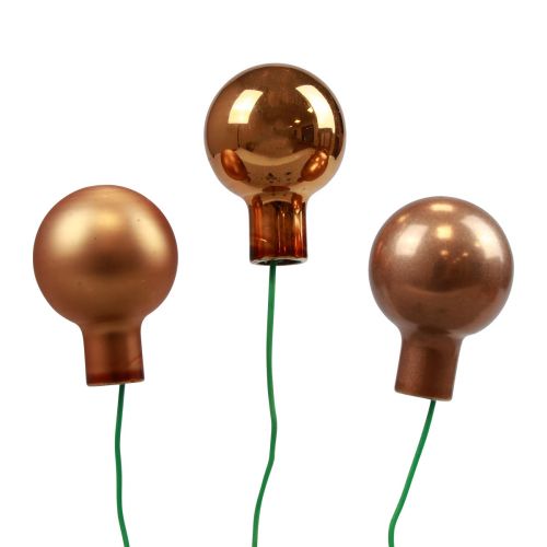 Artikel Mini Weihnachtskugeln am Draht Glas Orange Ø2cm 140 St