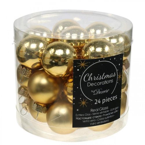 Artikel Mini Weihnachtskugeln Glas Gold Ø2,5cm 22 St