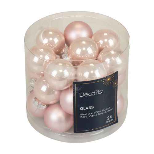 Artikel Mini Weihnachtskugeln Glas Rosa Matt/Glänzend Ø2,5cm 20 St