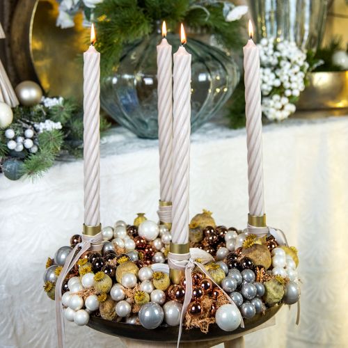 Artikel Mini Weihnachtskugeln am Draht Glas Creme Grau Ø2cm 140 St