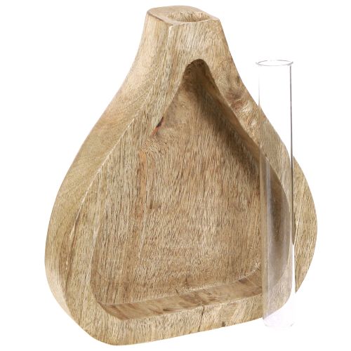 Artikel Minivase Glas Reagenzglas Klar Holz Deko Natur H17cm 2St