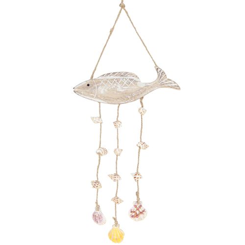 Artikel Mobile Maritim Holzfisch Muscheln Natur Weiß L20cm 2St