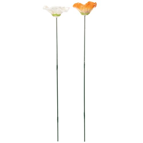 Artikel Blumenstecker Mohn Keramikblume detailverliebt für edle Garten Akzente 42cm 4St