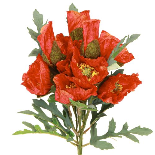 Floristik24 Mohnblumen Deko Mohn künstlich Rot 45cm Bund mit 3 St
