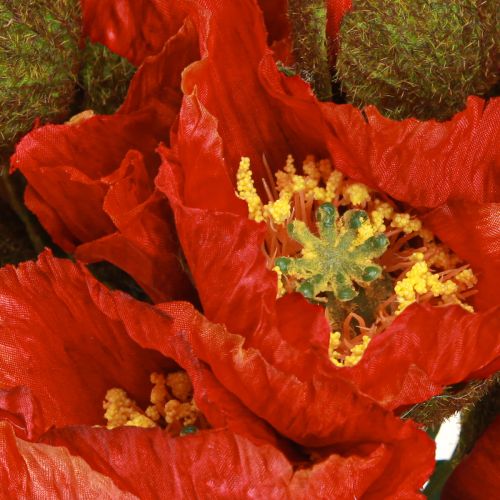 Artikel Mohnblumen Deko Mohn künstlich Rot 45cm Bund mit 3 St