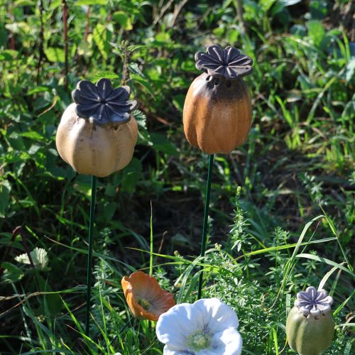 Artikel Garten Stecker Mohnkapsel für stilvolle Gartengestaltung Blumenbeet oder Balkon 60cm 2St