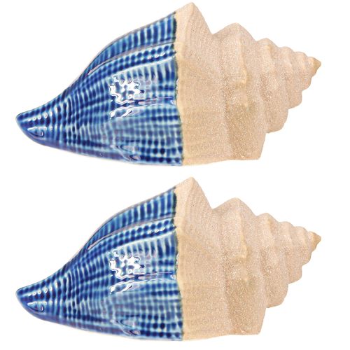 Artikel Muschel Deko maritim Keramik Blau Beige 16,5×11×9,5cm 2 St
