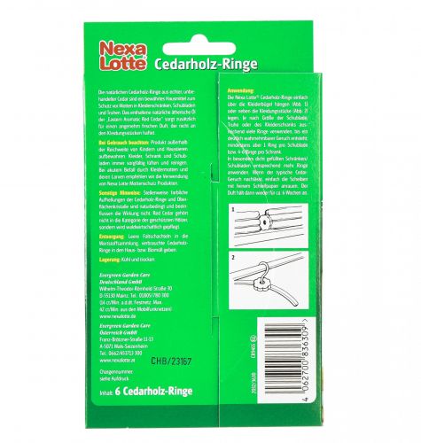 Artikel Nexa Lotte Cedarholz-Ringe Mottenschutz 6St