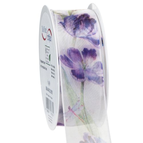 Artikel Organzaband Chiffonband Papageientulpen Lila 40mm 18m