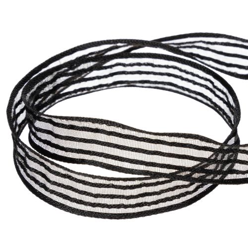 Organzaband mit Streifen Geschenkband Schwarz 15mm 20m | Floristik24.de