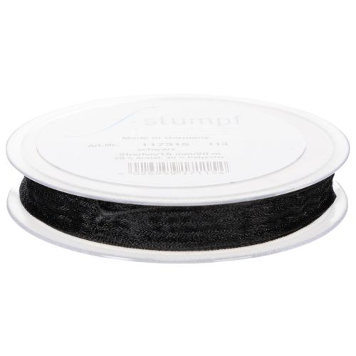 Organzaband mit Streifen Geschenkband Schwarz 15mm 20m | Floristik24.de