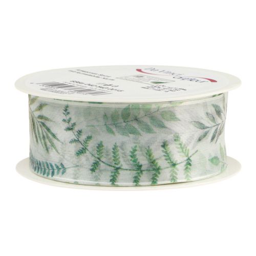 Artikel Organzaband Chiffonband Blätterzweige Grün 40mm 15m