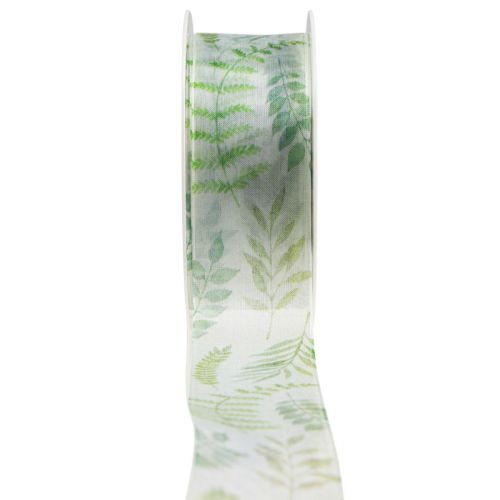 Organzaband Chiffonband Grün Blattranken 40mm 15m