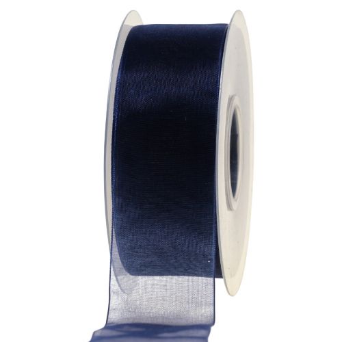 Organzaband Geschenkband Dunkelblau Band Blau Webkante 40mm 50m