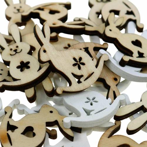 Artikel Osterdeko Hase zum Streuen Holz Weiß, Natur Streudeko Osterhase 96 St