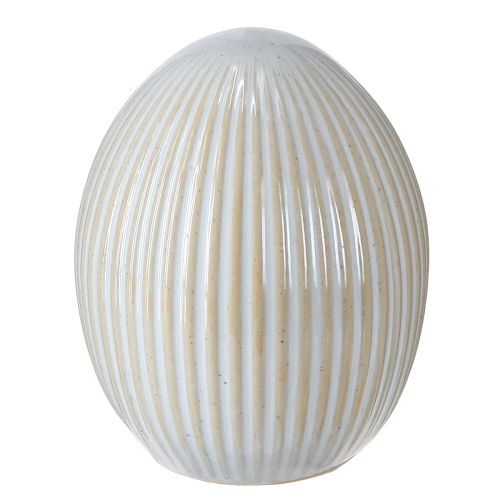 Ostereier mit Rillen Keramik Deko Ei Weißgrau 7,5×9cm 4 St