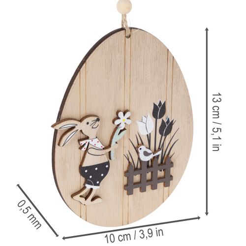 Artikel Ostereier zum Hängen Holz Ei mit Hase Natur Weiß 13cm 6St