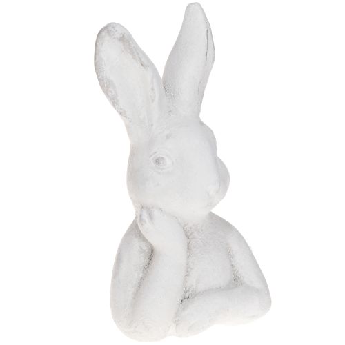 Floristik24 Osterhase Figur Shabby Chic Hase denkend Weiß 11×9×20,5cm