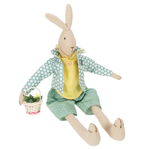 Osterhase aus Stoff, Hase mit Kleidung, Osterdeko, Hasenjunge H46cm