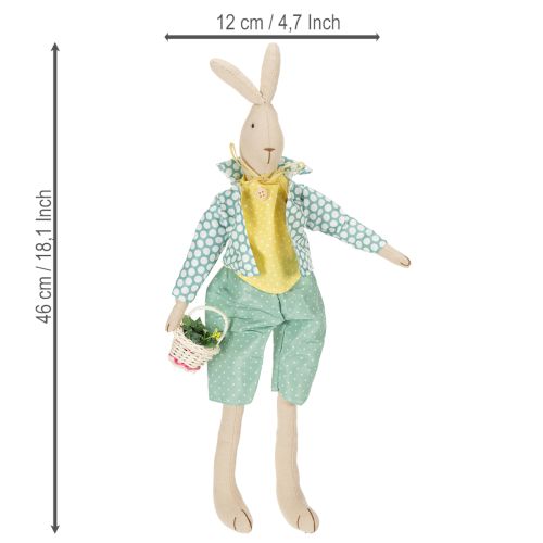 Artikel Osterhase aus Stoff, Hase mit Kleidung, Osterdeko, Hasenjunge H46cm