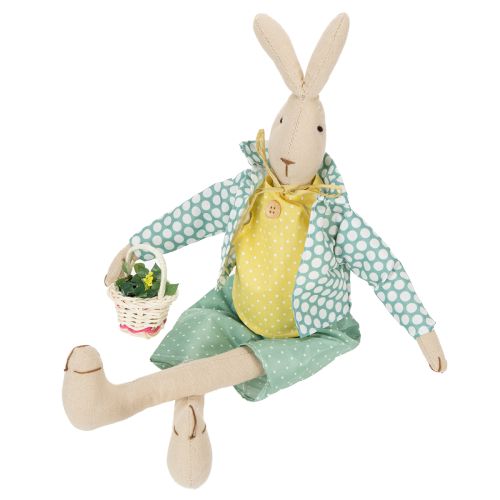 Artikel Osterhase aus Stoff, Hase mit Kleidung, Osterdeko, Hasenjunge H46cm