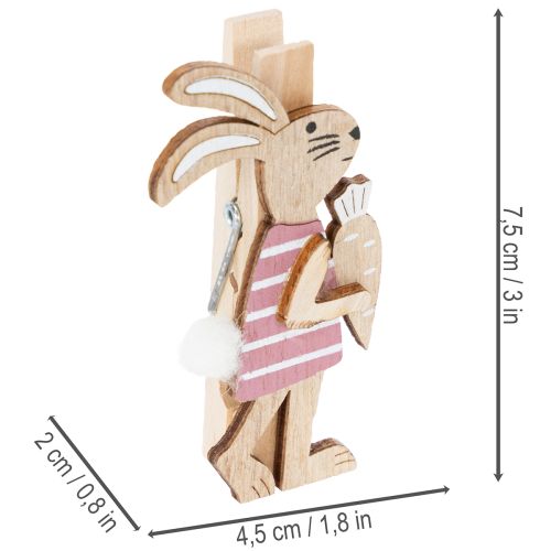 Artikel Osterhasen Deko Klammern Hasen Rosa, Weiß Holz Osterdeko 7,5cm 4St