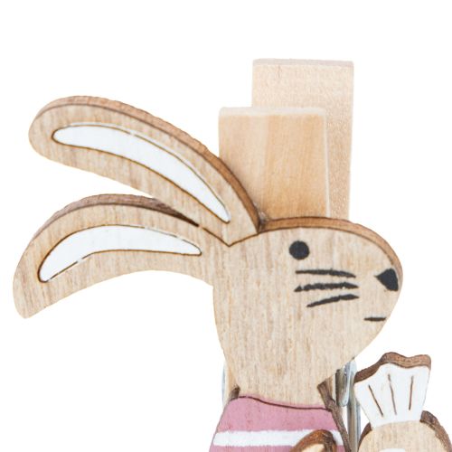 Osterhasen Deko Klammern Hasen Rosa, Weiß Holz Osterdeko 7,5cm 4St | Floristik24.de