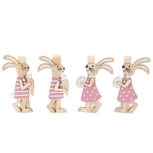 Osterhasen Deko Klammern Hasen Rosa, Weiß Holz Osterdeko 7,5cm 4St | Floristik24.de