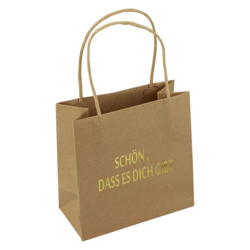 Artikel Papiertüte mit Henkel Aufdruck Natur/Gold 16×8×16cm 6 St
