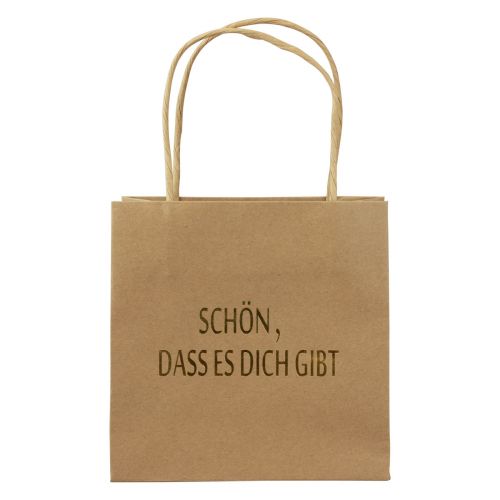 Artikel Papiertüte mit Henkel Aufdruck Natur/Gold 16×8×16cm 6 St