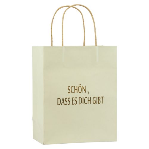Artikel Papiertüten mit Henkel Aufdruck Creme/Gold 16×8×16cm 6 St