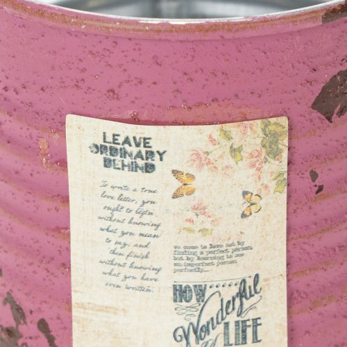 Pflanzdose Deko-Dose rund Lila Metall Vintage-Deko Ø8cm H7,5cm | Floristik24.de