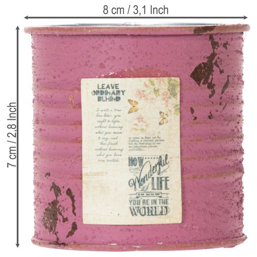 Artikel Pflanzdose Deko-Dose rund Lila Metall Vintage-Deko Ø8cm H7,5cm